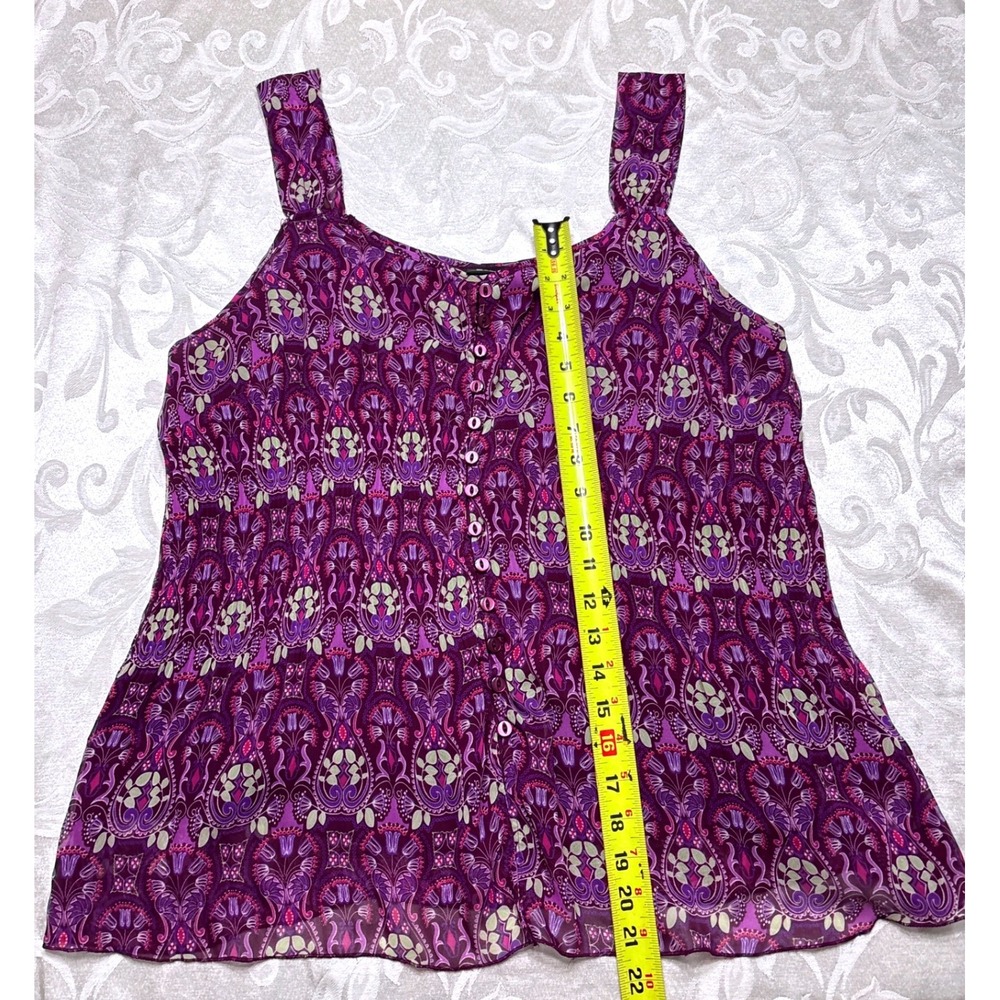 Avenue Womens Purple Medallion Button Front Tank Top Blouse Plus Size 14/16 - Picture 2 of 6